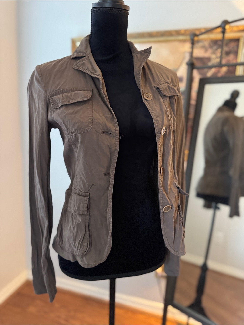 Theory Utility Jacket in Taupe Brown